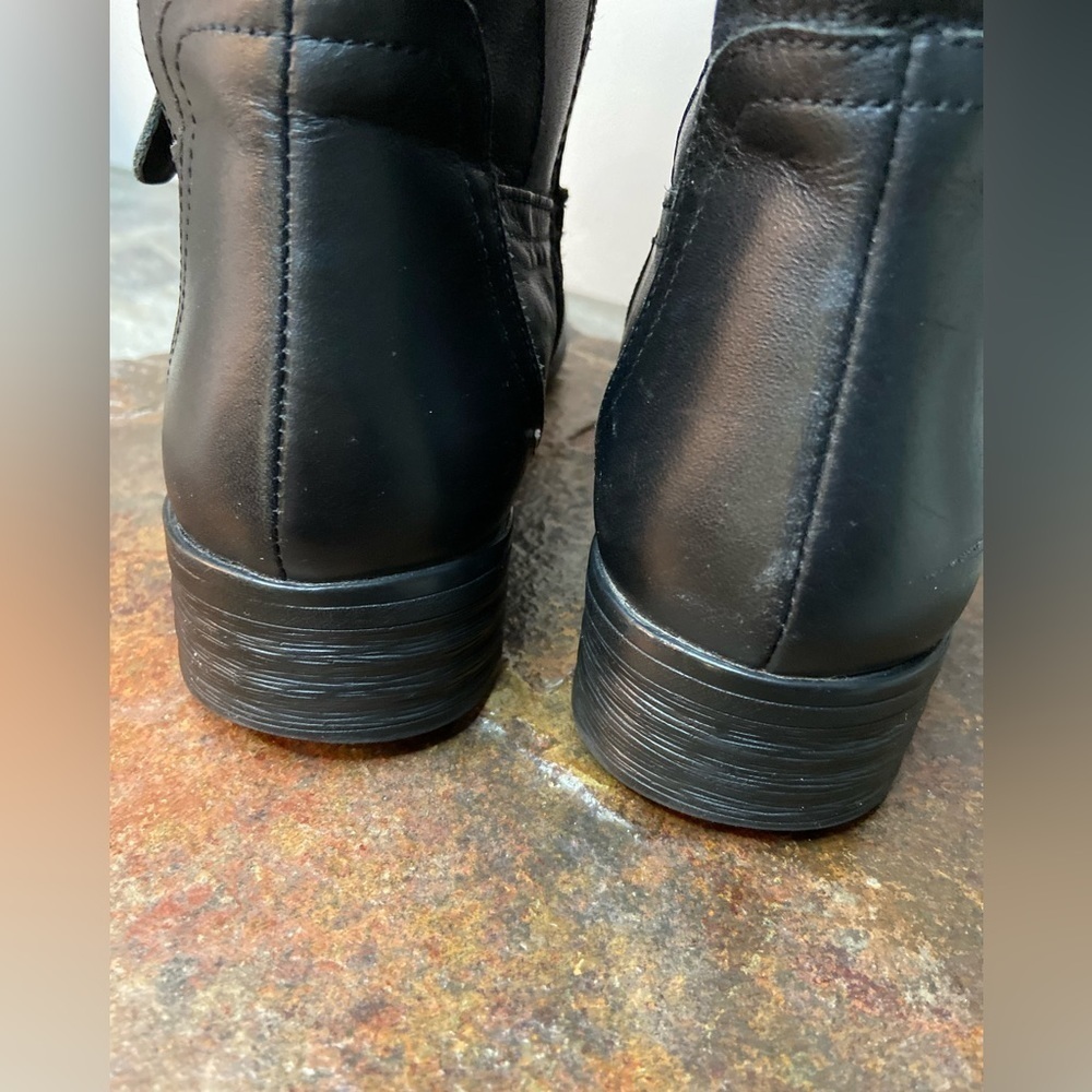 Bussola~Black Leather Riding Boots~Expandable Elastic @ Calf~Size 38-EUR/7.5-US - Picture 7 of 11